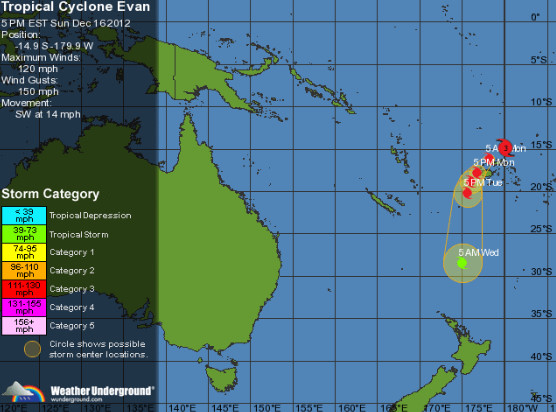 Tropical Cyclone Evan Five Day Forecast Map 5PM EST Sun Dec16 2012  2012-12-17 05-16-22.jpg
